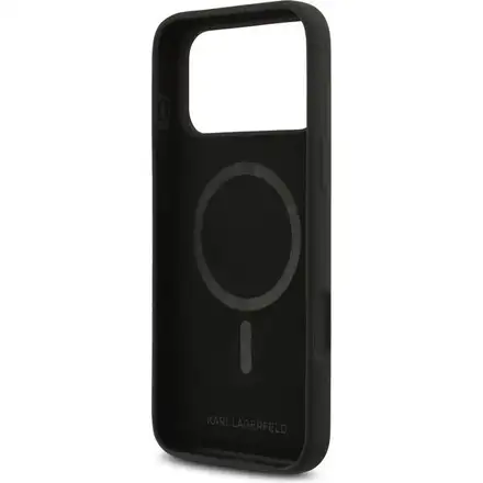 Karl Lagerfeld Liquid Silicone Double Heads MagSafe kryt iPhone 17 Pro čierny
