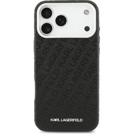 Karl Lagerfeld Grained PU Repeated Logo MagSafe kryt iPhone 17 Pro čierny