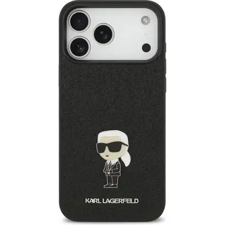 Karl Lagerfeld Fixed Glitter Metal Ikonik kryt iPhone 17 Pro čierny