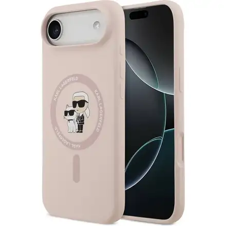 Karl Lagerfeld Liquid Silicone Karl and Choupette MagSafe kryt iPhone Air ružový