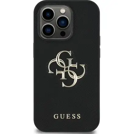 Guess PU Grained  4G Metal Logo kryt iPhone 13 Pro čierny