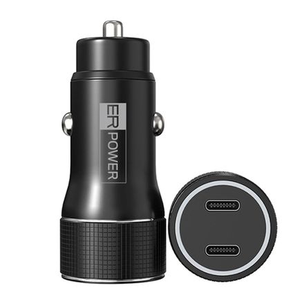 ER POWER nabíjacka do auta 40W USB-C PD+ QC 3.0 - Black