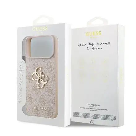 Guess PU 4G Metal Logo kryt iPhone 18 Pro ružová