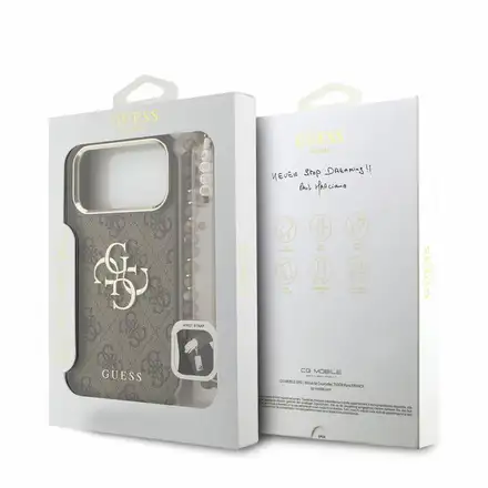 Guess PU 4G Metal Logo Strap kryt iPhone 18 Pro Max hnedý