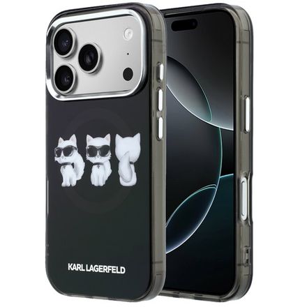 Karl Lagerfeld IML Choupette Trio Watercolor MagSafe kryt iPhone 17 Pro čierny
