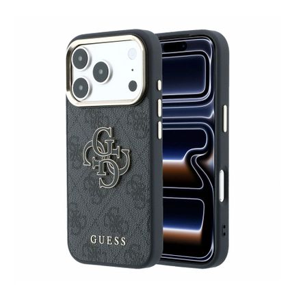 Guess PU 4G Resin Metal Logo kryt iPhone 18 Pro čierny