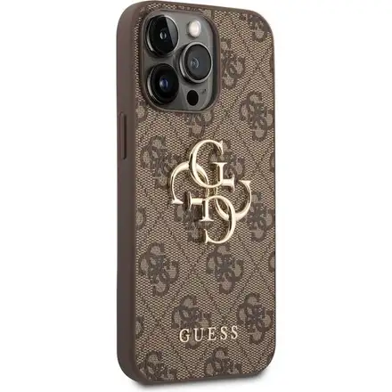 Guess PU 4G Metal Logo kryt iPhone 14 Pro Max hnedý