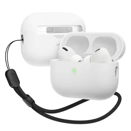 Elago Airpods Pro 2 Liquid Hybrid Case with Nylon Lanyard - White