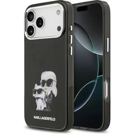 Karl Lagerfeld IML Aquarelle Karl and Choupette kryt iPhone 17 Pro čierny