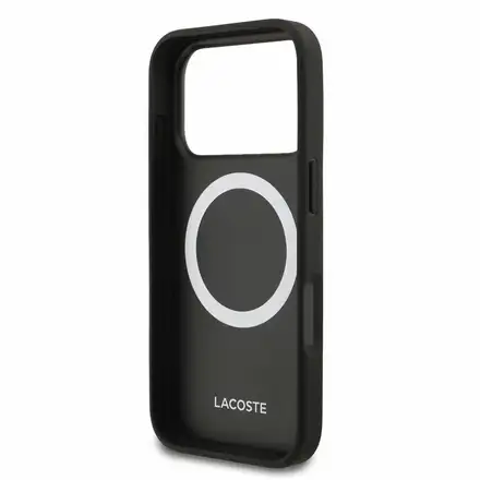 Lacoste PVC Iconic Petit Pique Metal Logo MagSafe kryt iPhone 18 Pro čierny