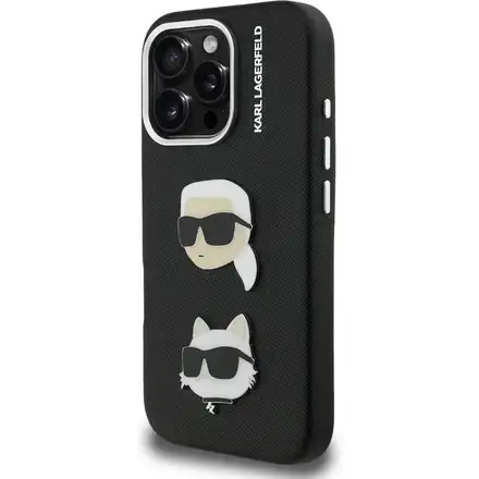 Karl Lagerfeld Grained PU K&CH Heads kryt iPhone 16 Pro Max čierny