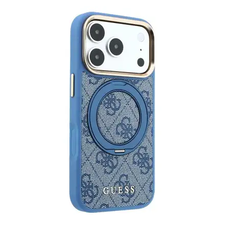 Guess PU 4G Ring Stand MagSafe kryt iPhone 18 Pro modrý