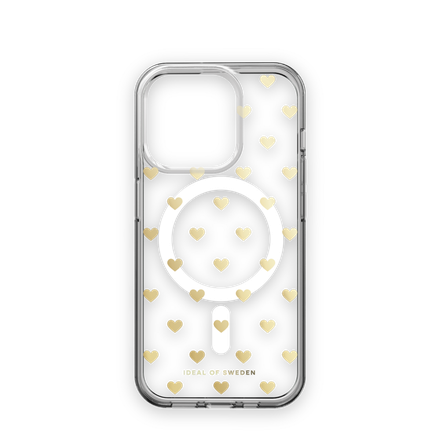 iDeal Fashion Clear Case MagSafe iPhone 15 Pro Golden Hearts