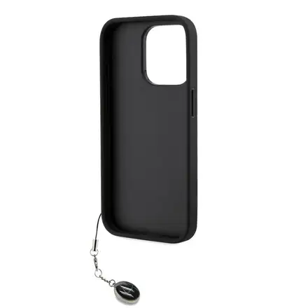 Karl Lagerfeld PU Saffiano Rhinestone Charm kryt iPhone 15 Pro Max čierna