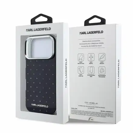 Karl Lagerfeld IML Rhinestones Allover kryt iPhone 18 Pro Max čierna