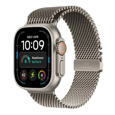 Apple Watch Ultra 4 GPS + Cellular 49mm Natural Titanium Case with Natural Titanium Milanese Loop - M