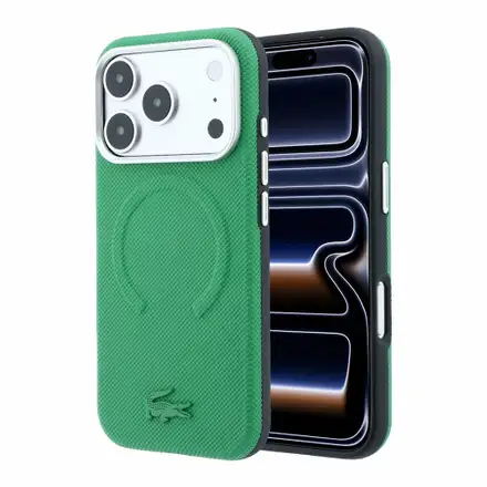 Lacoste PVC Petit Pique Semi Wrap Embossed MagSafe kryt iPhone 18 Pro Max zelený