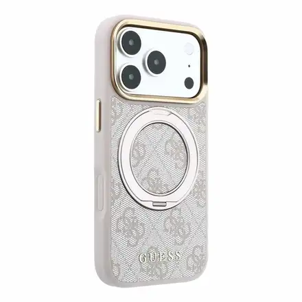 Guess PU 4G Ring Stand MagSafe kryt iPhone 18 Pro Max ružový
