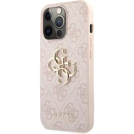 Guess PU 4G Metal Logo kryt iPhone 13 Pro Max ružový