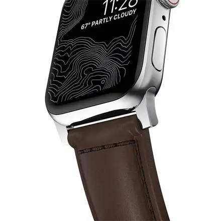 Nomad kožený remienok pre Apple Watch 44-49mm - Traditional Brown/Silver Hardware