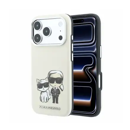 Karl Lagerfeld PU Semi Wrap Smooth Sketch Bodies Magsafe kryt iPhone 18 Pro bežový