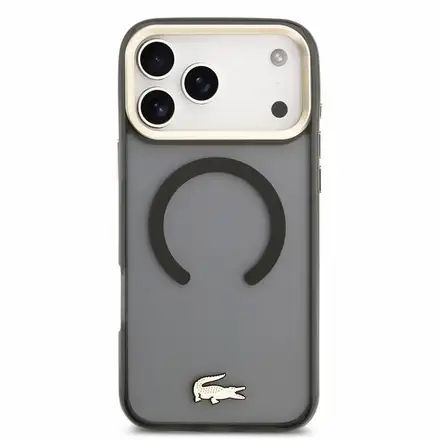 Lacoste PC/TPU Frosted Finish Gold Logo MagSafe kryt iPhone 18 Pro čierny