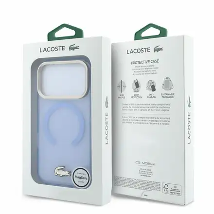 Lacoste PC/TPU Frosted Finish Gold Logo MagSafe kryt iPhone 18 Pro modrý