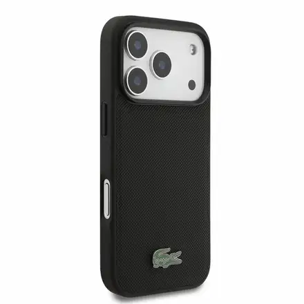 Lacoste PVC Iconic Petit Pique Metal Logo MagSafe kryt iPhone 18 Pro čierny