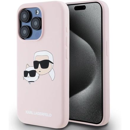 Karl Lagerfeld Liquid Silicone Double Heads MagSafe kryt iPhone 15 Pro ružový