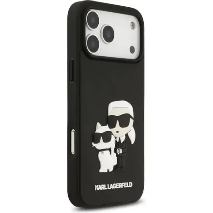 Karl Lagerfeld 3D Rubber Karl and Choupette kryt iPhone 17 Pro Max čierny
