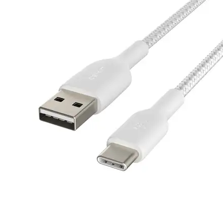 Belkin kábel Boost Charge Braided USB-A to USB-C 15cm - White