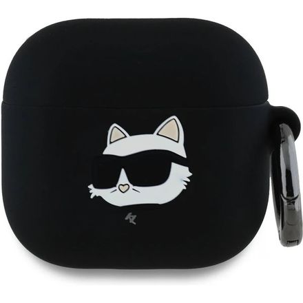Karl Lagerfeld 3D Logo NFT Choupette Head Silikonové Púzdro pre AirPods 4 čierne
