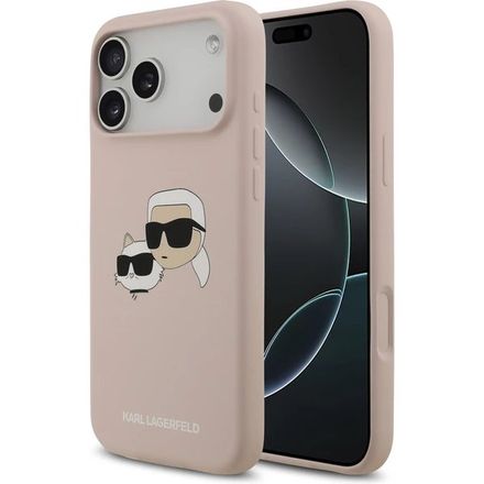 Karl Lagerfeld Liquid Silicone Double Heads MagSafe kryt iPhone 17 Pro ružový