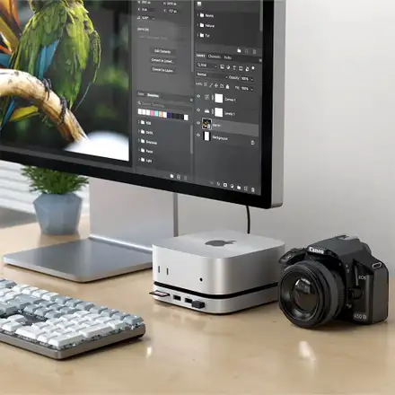 Satechi Stand & Hub with SSD enclosure pre Mac Mini M4/M6/M5 Pro - Silver
