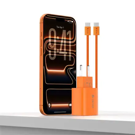 Devia sieťová nabíjačka Ultra6 PD Dynamic Charger 40W (Max 60W) + Cable - Orange