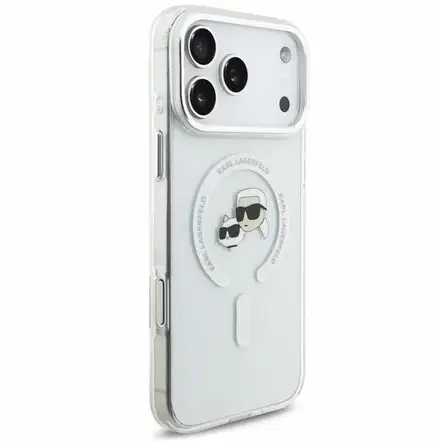 Karl Lagerfeld IML K&CH Heads Metal Frame MagSafe kryt iPhone 18 Pro biely