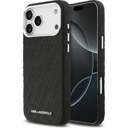 Karl Lagerfeld Grained PU Repeated Logo MagSafe kryt iPhone 17 Pro Max čierny