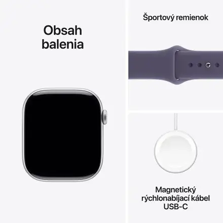 Apple Watch Series 11 GPS + Cellular 46mm Strieborný hliník s hmlisto fialovým športovým remienkom - M/L
