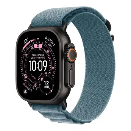 Apple Watch 49mm Light Blue Alpine Loop - Large - Black Titanium Finish