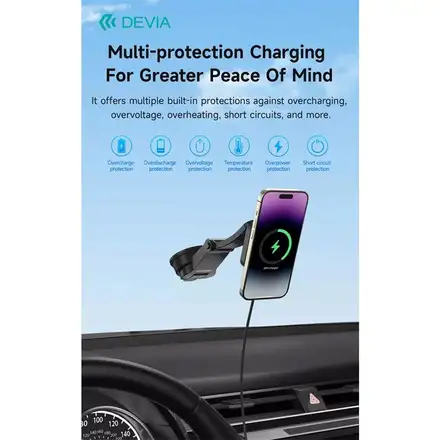 Devia Smart Series Magnetic Wireless Vehicle Bracket - Black
