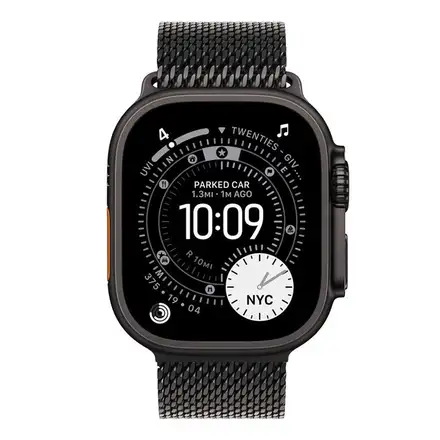 Apple Watch 49mm Black Titanium Milanese Loop - Large