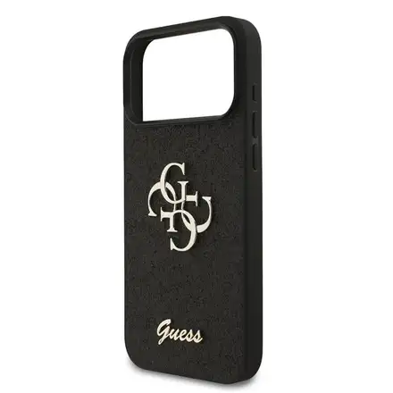 Guess PU Fixed Glitter 4G Metal Logo kryt iPhone 18 Pro Max čierny