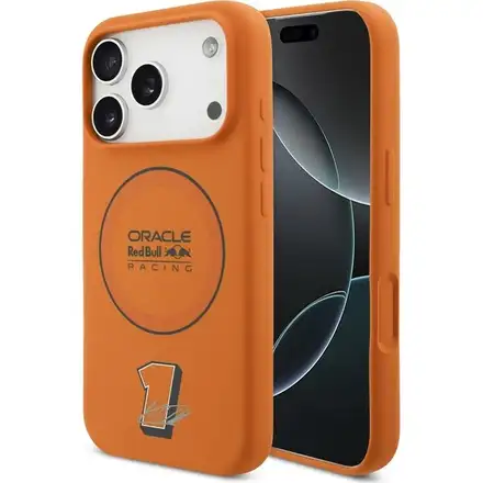 Red Bull Silicone Blue Ring MagSafe Zadný Kryt pre iPhone 17 Pro oranžový