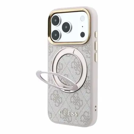 Guess PU 4G Ring Stand MagSafe kryt iPhone 18 Pro Max ružový