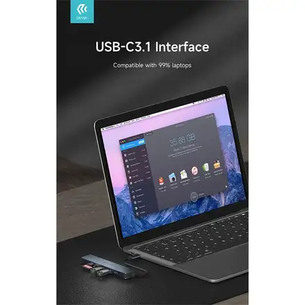 Devia USB-C Hub Leopard Series 5-in-1 EC135 - Deep Gray