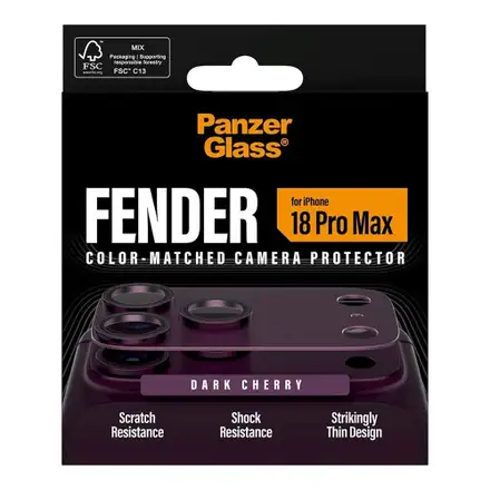 PanzerGlass Fender Camera Protection pre iPhone 18 Pro Max - Dark Cherry