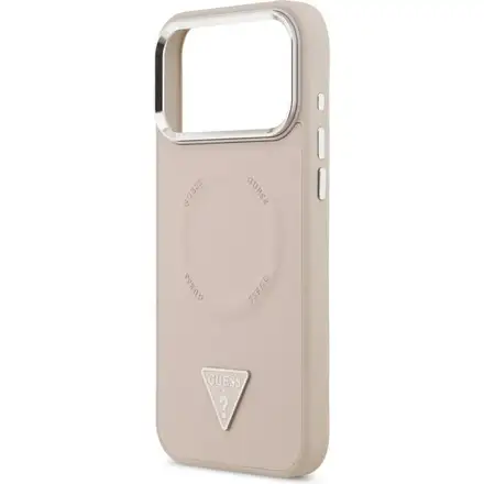 Guess PU Leather Triangle Logo MagSafe kryt iPhone 17 Pro Max ružový