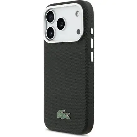 Lacoste Iconic Petit Pique Metal Logo MagSafe kryt iPhone 17 Pro čierny