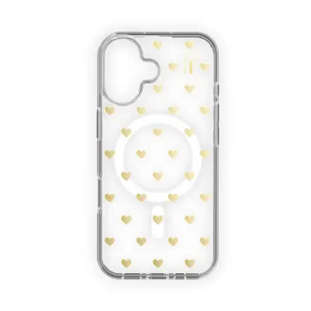iDeal Fashion Clear Case MagSafe iPhone 16 Golden Hearts
