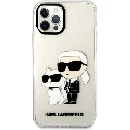 Karl Lagerfeld IML Glitter Karl and Choupette NFT kryt iPhone 12/ 12 Pro priehľadný